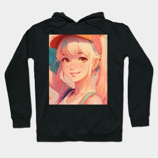 Cute Sporty Anime Egirl Pastel Colors Hoodie